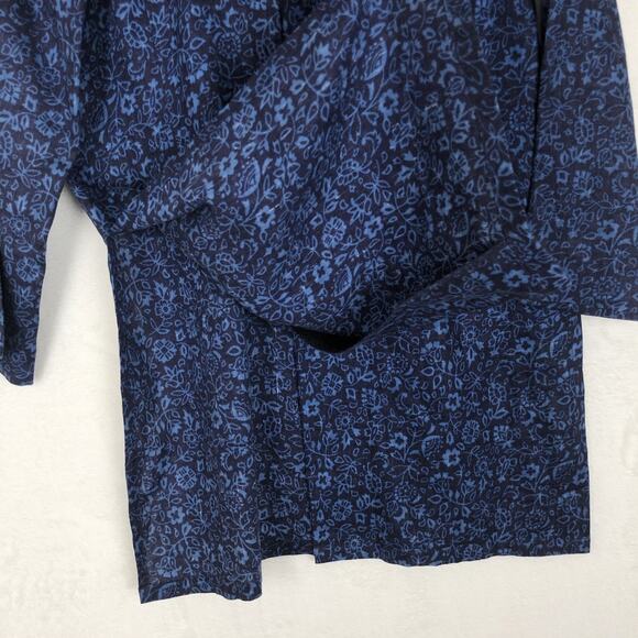 SPRING BREEZE Italian Tunic Sz M Blue Linen Cotton Button Up Mandarin Lagenlook‎ - Picture 11 of 13